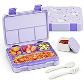 Sxueg Bento Lunch Box for Kids, 4 Compartments Kids Leak Proof Back to School Bento Lunch Boxes Food Containers for School, Travel, On-the-Go Meal, Food Grade, Microwave, Dishwasher Safe