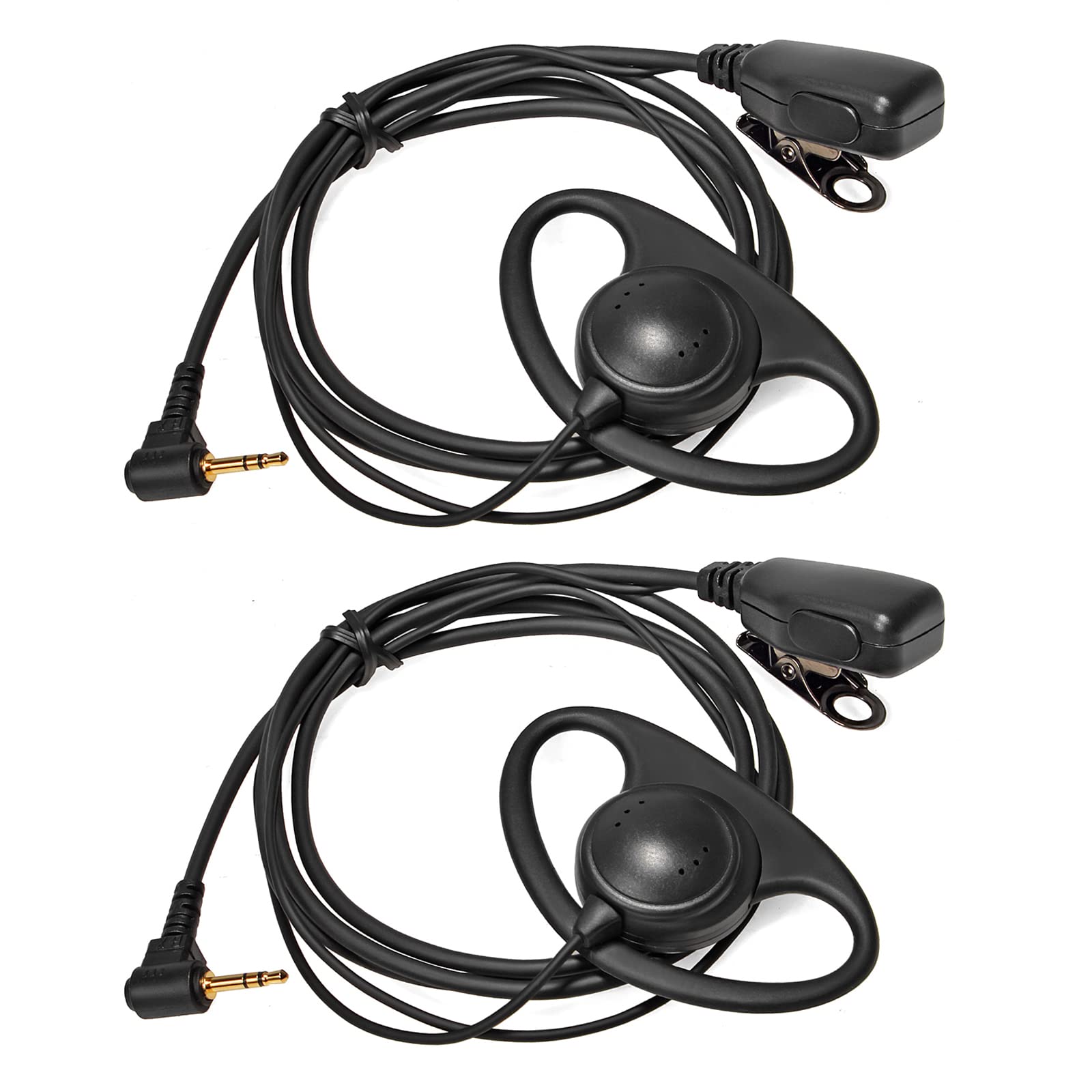 HYSHIKRA 1 Pin 2.5mm Walkie Talkie Earpiece with Mic D Shape Headset Compatible with Motorola TLKR T92 H2O T60 T80 T82 Extreme 2 Way Radio (2 Pcs)