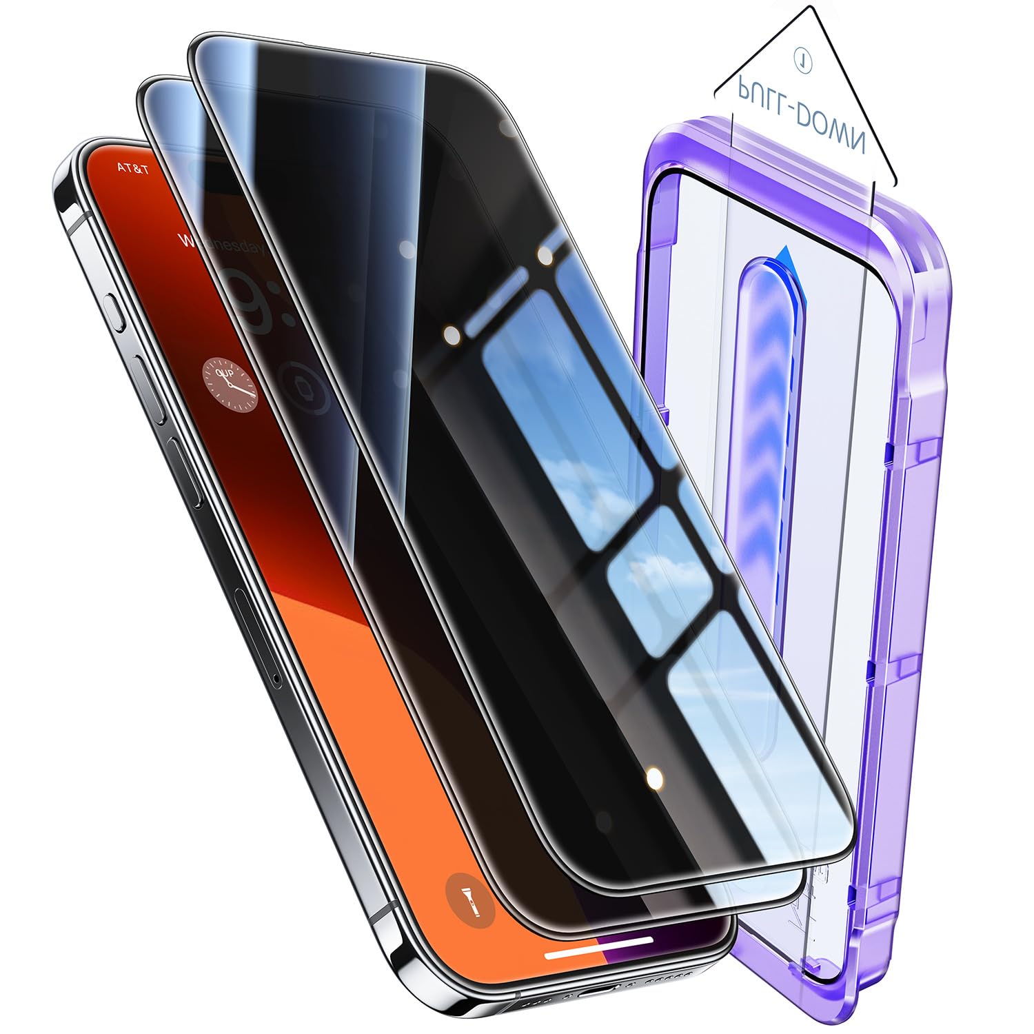 Opxyl 9H+ Glass for iPhone 15 Privacy Screen Protector [Reliable 25° Privacy Protection][Mil-Grade Shatterproof Tempered Glass] Full Coverage Screen Protector for iPhone 15, 2 Packs