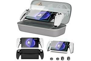 bibuks 8 in 1 Accessories Compatible with Playstation Portal,Carrying Case for PS Portal,Soft Silicone Protective Cover for PS5 Portal,2 Screen Protector with 4 Thumb Grip (Grey)