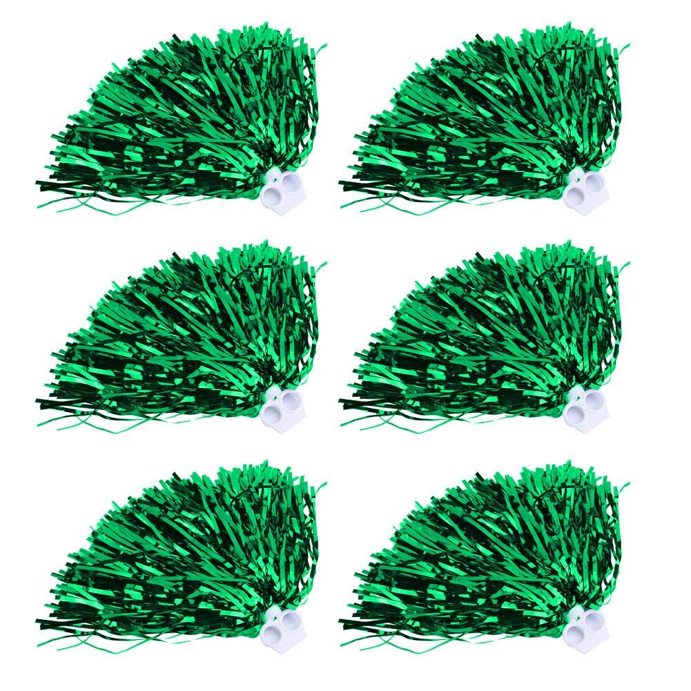 Keenso Cheerleading Poms, 6pcs 7 Colors Cheerleader Pom Poms for Sports Party Dance (Green) sports bag green cheerleading pom poms