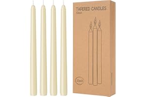 12 Pack Lvory Taper Candles 10 inch - Taper Candles Dripless, Smokeless, Unscented - 8 Hours Long Burning - Hand Poured Tall 