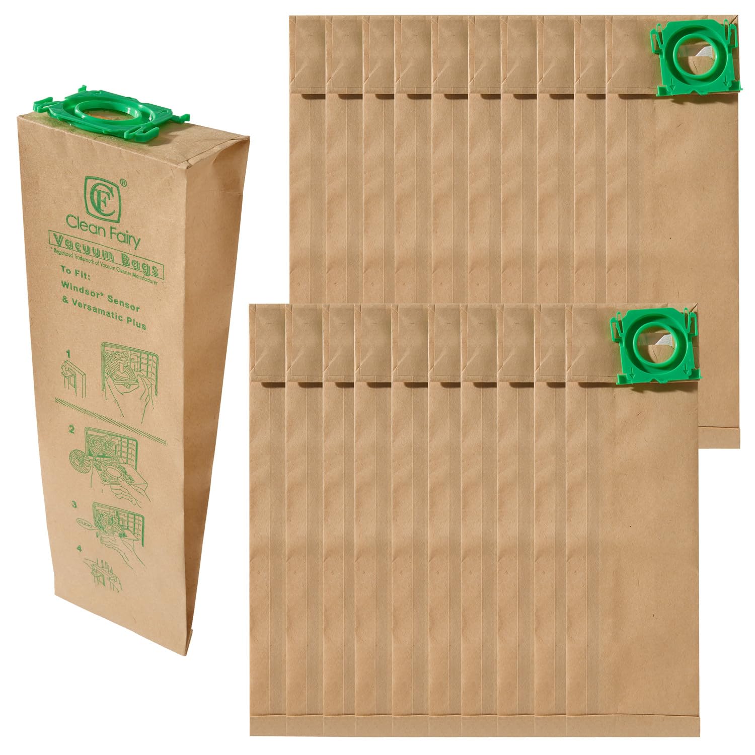 Photo 1 of CF Clean Fairy 20pack Vacuum Filter Bags Compatible with Windsor Sensor S12 S15 XP12 XP15 XP18 SR12 SR15 SR18 Versamatic Plus And Sebo C G&X series Replacement for 5300REP