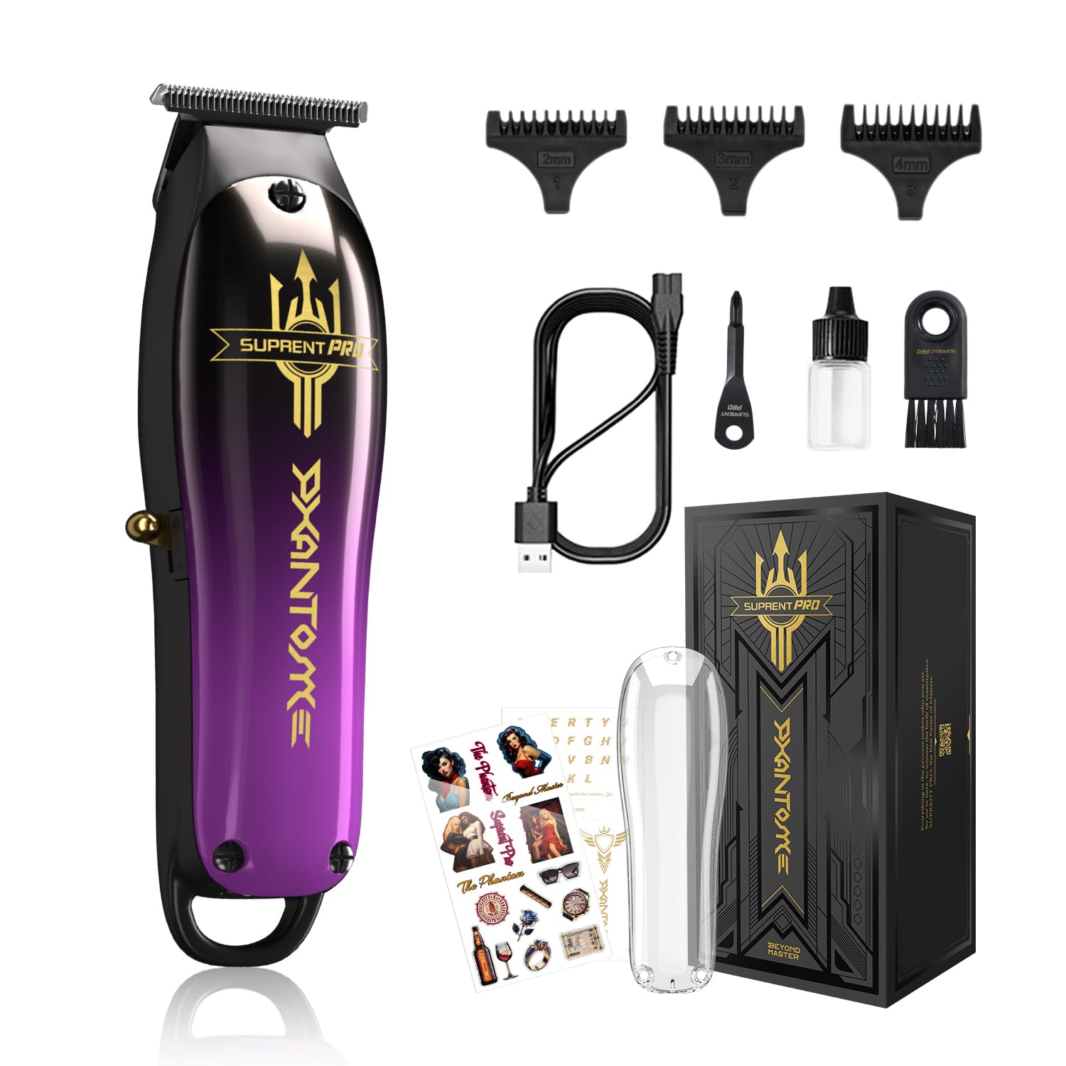 SUPRENT Beard Trimmer Men, Professional Cordless Hair Trimmer T-Bladeds Outliner Grooming Kit for Barbers Haircut, 180 Mins Work Time, 6000RPM Shaver Gift for Mens (Purple)