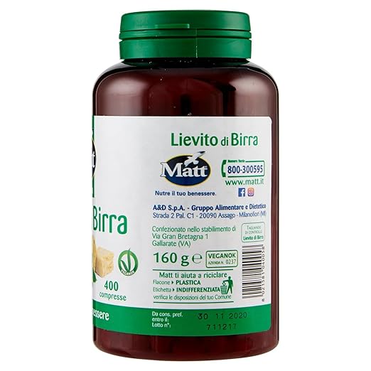 Matt Integratore Alimentare In Compresse Lievito Di Birra Aiuta La Pelle Ei Capelli 160 Gr