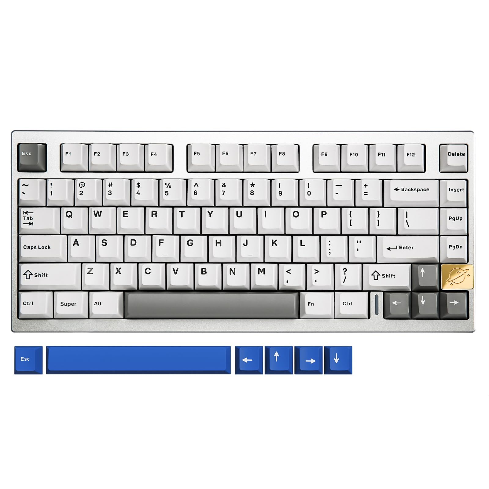 View 1 of YUNZII AL75 75% Gaming Keyboard,Aluminium Wireless Mechanical Keyboard BT/2.4G/Wired Hot Swap Pre-lubed Creamy Keyboard,TKL Gasket Mounted RGB Custom Keyboard for Mac/Win (Silver, Cocoa Cream Switch)