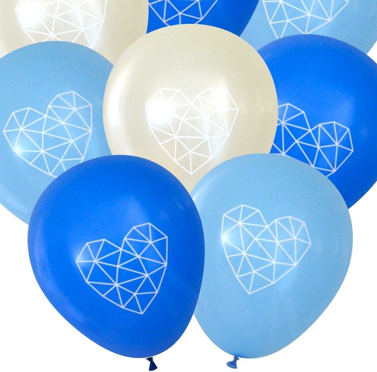 Geometric Heart Tribal Balloons (16 pcs) | Himmeli, Boho | by Nerdy Words (Ivory & Blue)