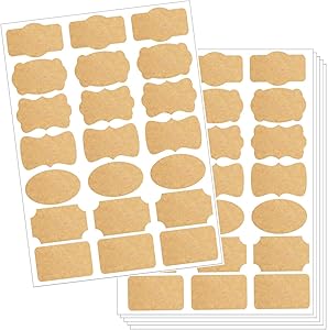 210pcs Brown Kraft Labels 7 Designs Blank Self Adhesive Sticker for Name Tags, Christmas Gift, Logo Stickers, Bottle, Candle, Gift Decoration, Handcraft, Holiday, Office, School, Travel, Funny Décor