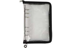 MultiBey A6 Binder 6 Ring Cover PVC Notebook Shell with Zipper, Sparkling A6 Budget Binder for Cash Budget System, Journaling
