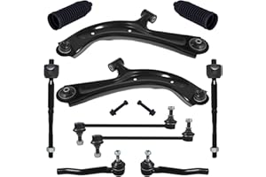 TUCAREST 10Pc Suspension Kit Fit For 2013-19 Ni-ssan Sentra 1.8L, 13-20 NV200, 2 Front Lower Control Arm w/Ball joint + 4 Outer Inner Tie Rod + 2 Sway Bar [# K622159 K622160 K750719 EV800951 ES800965]