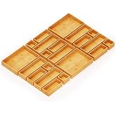 SpaceAid 21-Piece Bamboo Drawer Organizer Storage Boxes Set, Wood Tray Junk Drawer Organizers Multi-Use Divider Bins for Kitchen, Bathroom, Office Desk and Makeup Organization (21 Pack, Natural)
