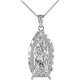Religious Jewelry .925 Sterling Silver Our Lady of Guadalupe Miraculous Medal Pendant - Choose Pendant Only or Necklace with 16”-22” Chain