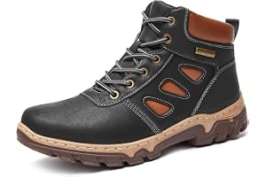 Women's Hiking Boots Lace up Ankle Boots Mid Outdoor Non Slip Backpacking Trekking Mountaineering Trail Shoes(Black.US8)