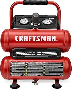 CRAFTSMAN Air Compressor, 2 Gallon Portable Air Compressor, Twin Tank, 1/3 HP Oil-Free Max 125 PSI Pressure, Model: CMXECXA0220242, Red