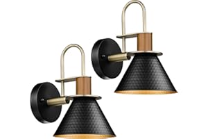 Modern Wall Sconces Set of Two, HWH Industrial Sconce Wall Lighting Indoor Wall Lamp, 1-Light Barn Vanity Light, Hammered Met