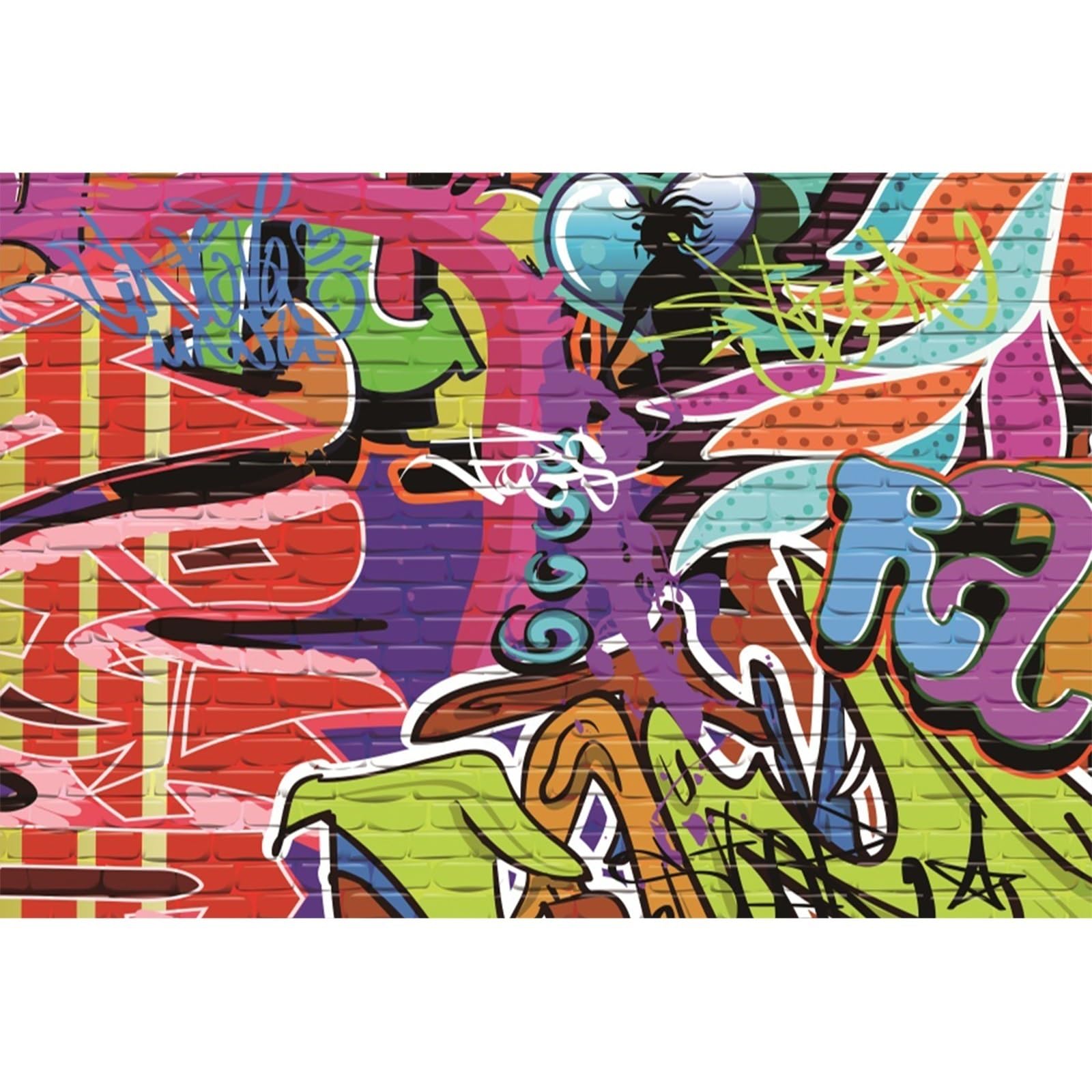 YongFoto 10x8ft Vinyl Photography Backdrop Graffiti Background Brick Wall Graffiti Artwork Background for Photography Portrait Photo Props Party Decor Studio Photo Booth Backdrop 10x8ft
