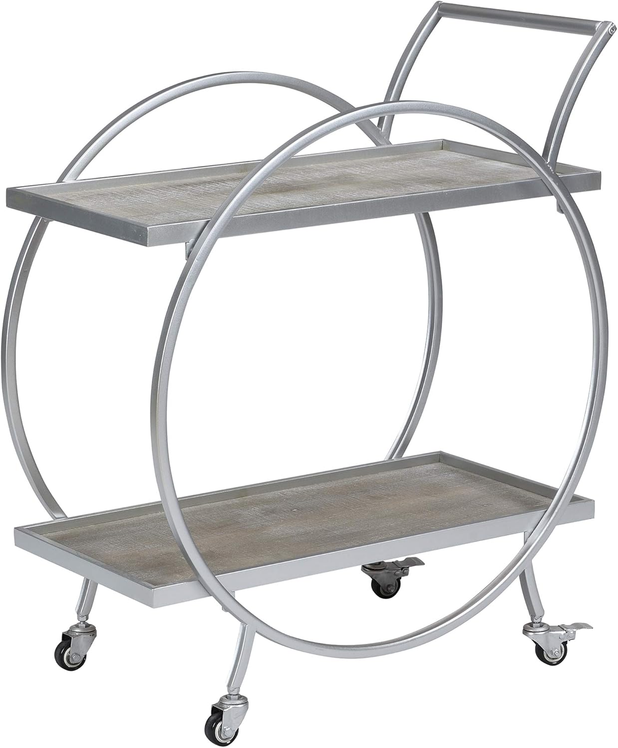 cosco serving cart folding gray on Home Bar Furniture Firstime Co American Designed Silver And Gray Odessa Bar Cart Bar Serving Carts