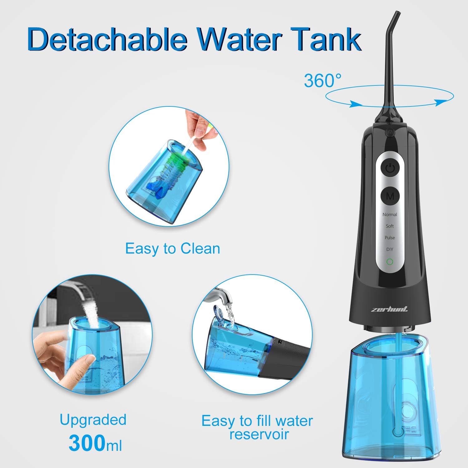 Water Flosser Teeth Cleaner, Cordless Dental Oral Irrigator with DIY Mode, Rechargeable Water Flosser for Braces, Bridges, Implants Care, IPX7 Waterproof with 4 Interchangeable Jet Tips: Health & Personal Care