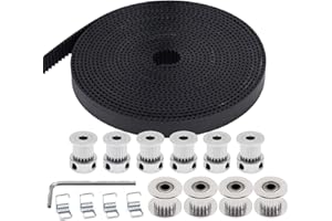 Zeelo 5M GT2 Timing Belt 10mm Width + 6pcs 20 Teeth 5mm Bore Timing Pulley Wheel + 4pcs 20 Tooth Bore 5mm Idler+4pcs Tensioner Spring Torsion,for 3D Printer