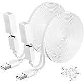 Itramax USB Extension Cable White Flat 3M 2Pack Compatible with WYZE Cam V4 V3 V2,OG,USB Extender Wire Long Cord for Google N