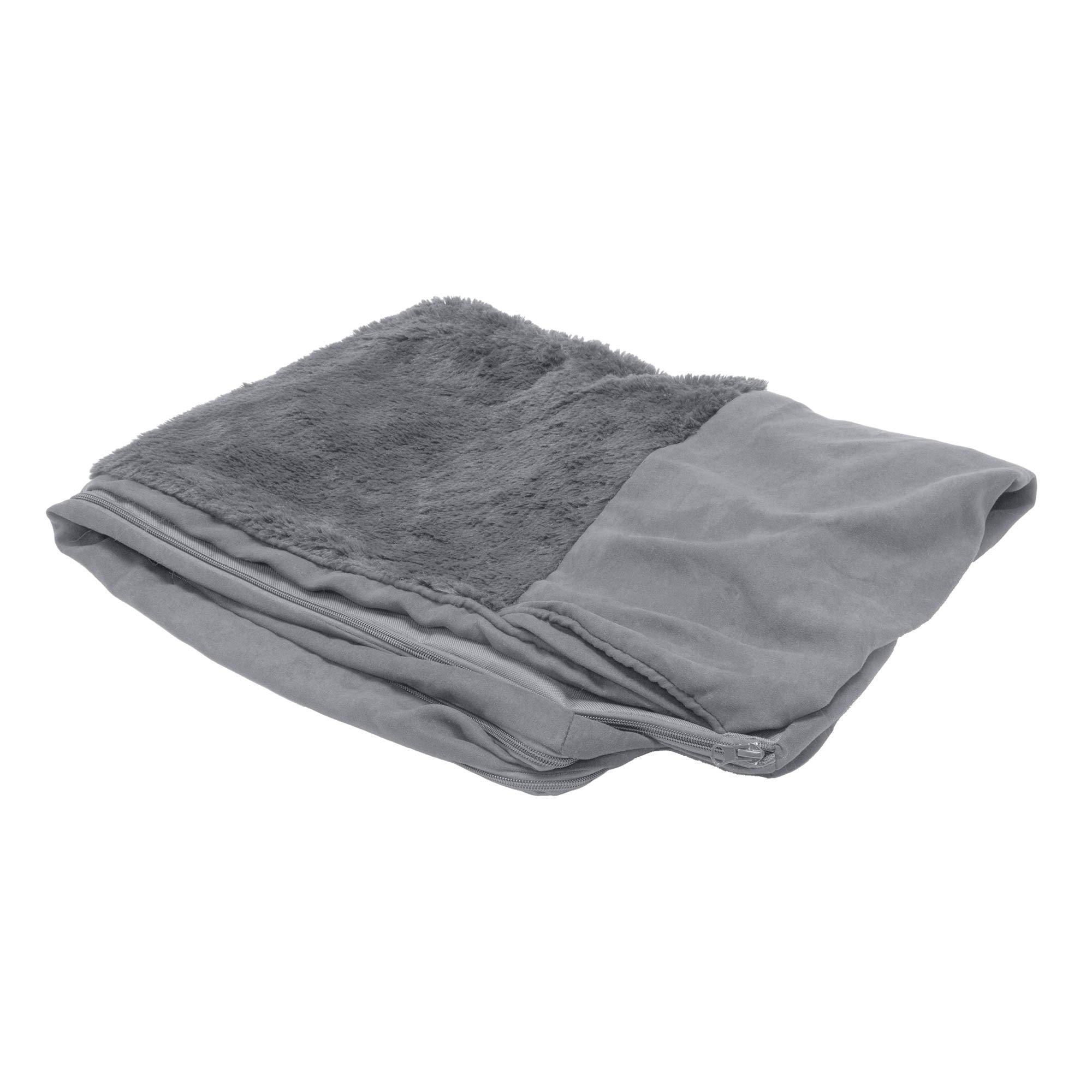 FurHaven Plush & Suede Sofa-Style Dog Bed Replacement Cover - Gray, Medium — image 1