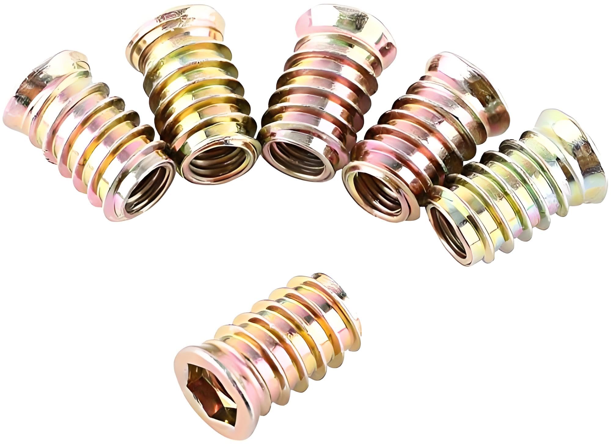 20pcs Drive Insert Nuts, Threaded Inserts, Hex Drive Head Nut Carbon Steel Hex Socket Threaded for Wood Furniture