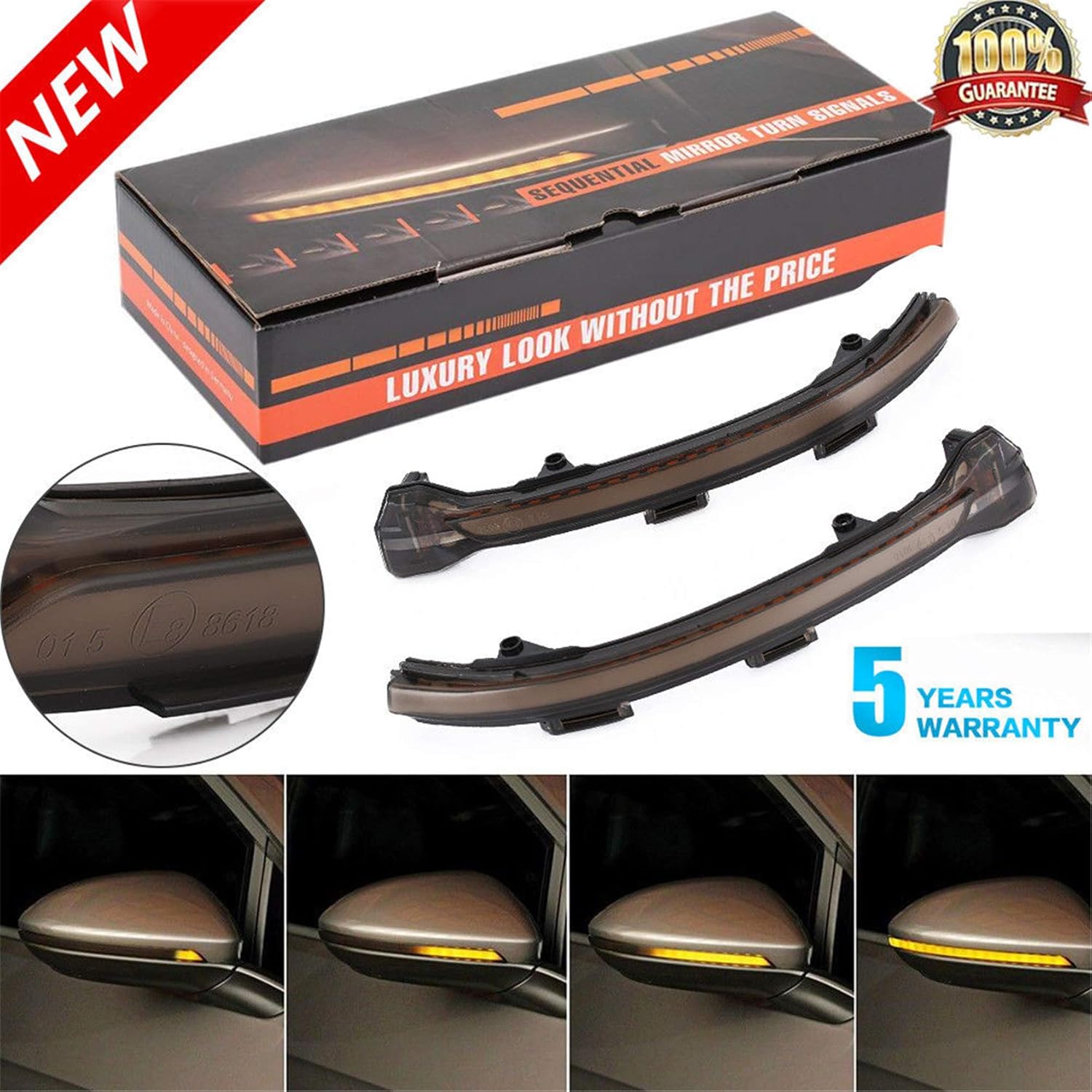 HDX Rear View Mirror Dynamic Turn Signal LED Light Indicator for Volkswagen CC Golf Passat Beetle Polo Scirocco Lamando Sportsvan Touran (Golf 7 MK7 GTI Sedan Estate Sportsvan 2013-2019 LBF770)