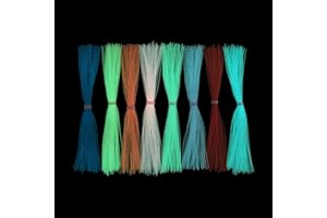 Tigofly 16 Bundles 5inch Glow in Dark Luminous 8 Colors Silicone Skirts Legs DIY Spinner Bait Squid Rubber Thread Fly Tying M