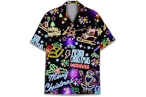 HIHI GLOBAL Holiday Hawaiian Shirt for Men Women Christmas Hawaiian Shirts Festive Summer Beach Short Sleeve Button Down