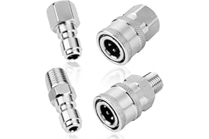 YSGLORY 2 Sets NPT 1/4 Inch Pressure Washer Coupler Quick Connect Plug Stainless Steel Male and Female Quick Connect Fittings Pressure Washer Adapter Set (Internal Thread, External Thread)