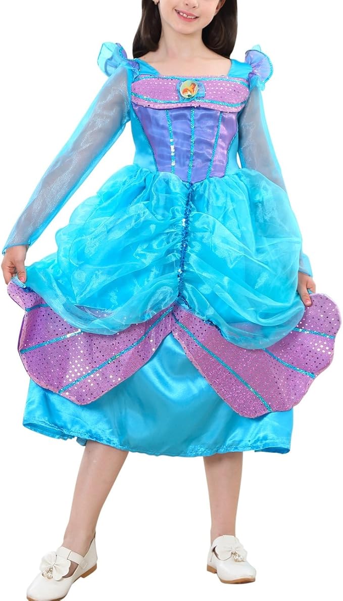 Amazon Fs Girl Sブルードレスマーメイドプリンセスコスチュームハロウィンファンシーパーティードレスup 1 ブルー コスプレ 仮装 通販