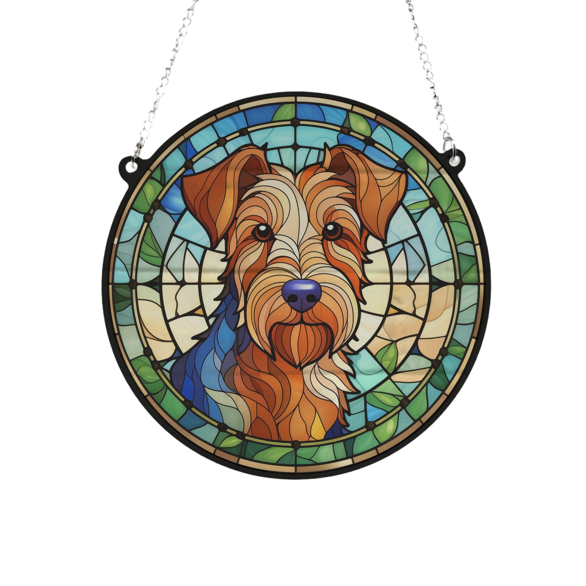 Welsh Terrier Stained Glass Effect Suncatcher Gift for Dog Lovers - 13cm