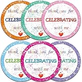 120pcs Thank You for Celebrating with Me Stickers, 2 Inch Colorful Thank You Labels Sticker, Round Wedding Party Birthday Favors Decorations for Boxes, Envelopes, Cards (with Me Stickers)