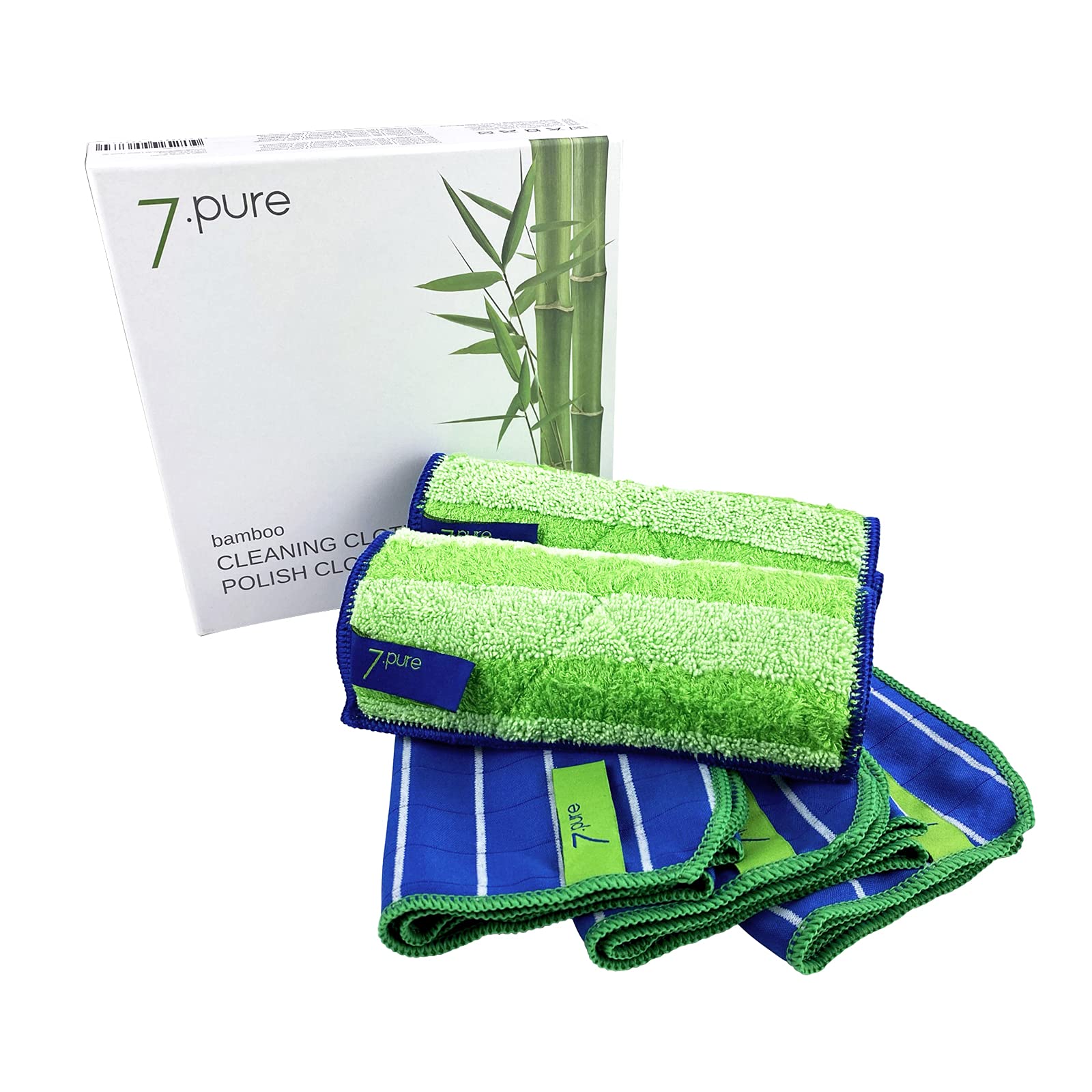 7. PURE Bamboo SET | 2 x cleaning cloths & 3 x polishing cloths | Clean without cleaning agents ? anti-bacterial ? lint ? dust | Effortlessly clean | Wiping, cleaning wipes, window leather
