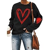COLORFUL BLING Valentines Sweatshirt Women Love Heart Print Casual Long Sleeve Shirts Valentine Hoodie Pullover Blouse Tops