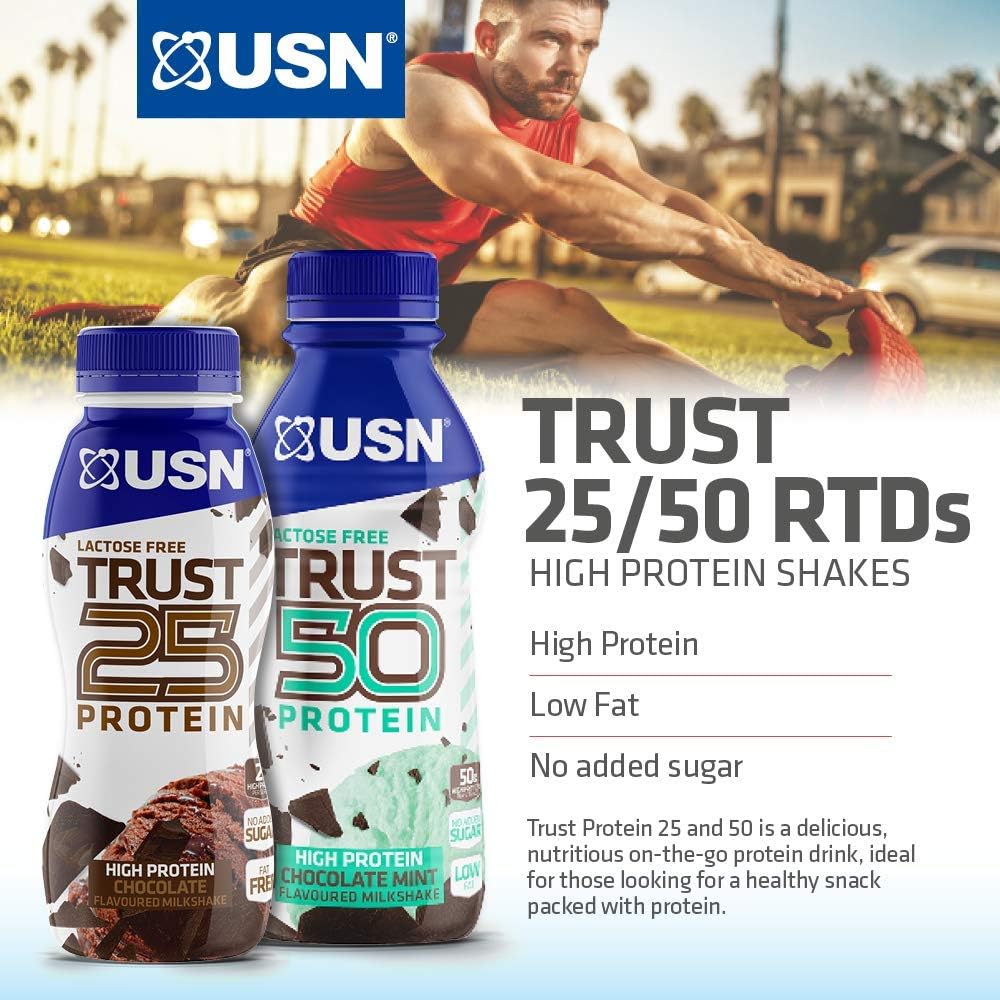 USN Trust 50 Protein Shakes Chocolate 6 x 500ml, High Protein Ready to Drink, 50g Protein, Low Fat, No Added Sugar - Image 4