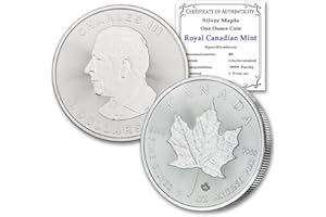 MINT STATE GOLD 2025-1 oz Canadian Maple Leaf Silver Coin Brilliant Uncirculated with Certificate of Authenticity $5 Seller BU