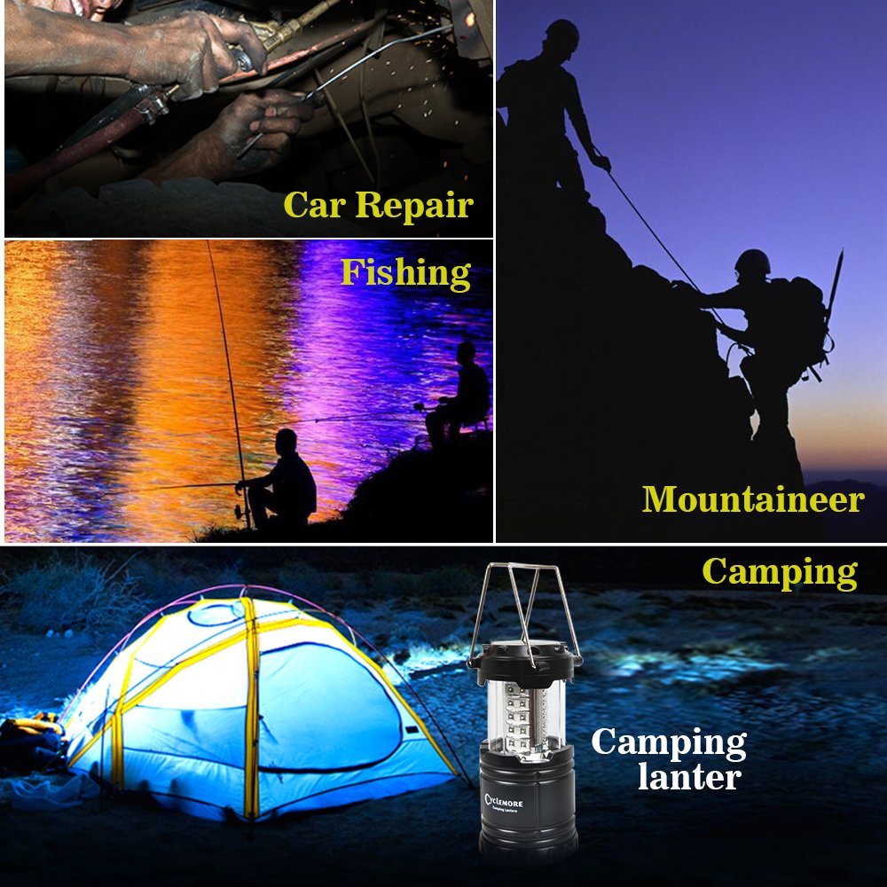 CycleMore 4 Pack,Portable LED Camping Lantern,Outdoor Flashlights.Water Resistant Ultra Bright 30 LED Lantern for Hiking,Emergencies,Hurricanes,Outages,Storms,Camping,Fishing