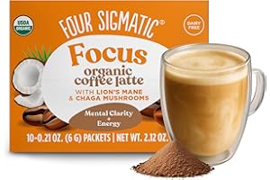 Mushroom Coffee Latte by Four Sigmatic | Daily Dose Alternative | Organic Instant Coffee Latte Mix with Lion's Mane, Chaga Mushrooms & Coconut Milk Powder | Keto & Dairy-Free | 10 Count