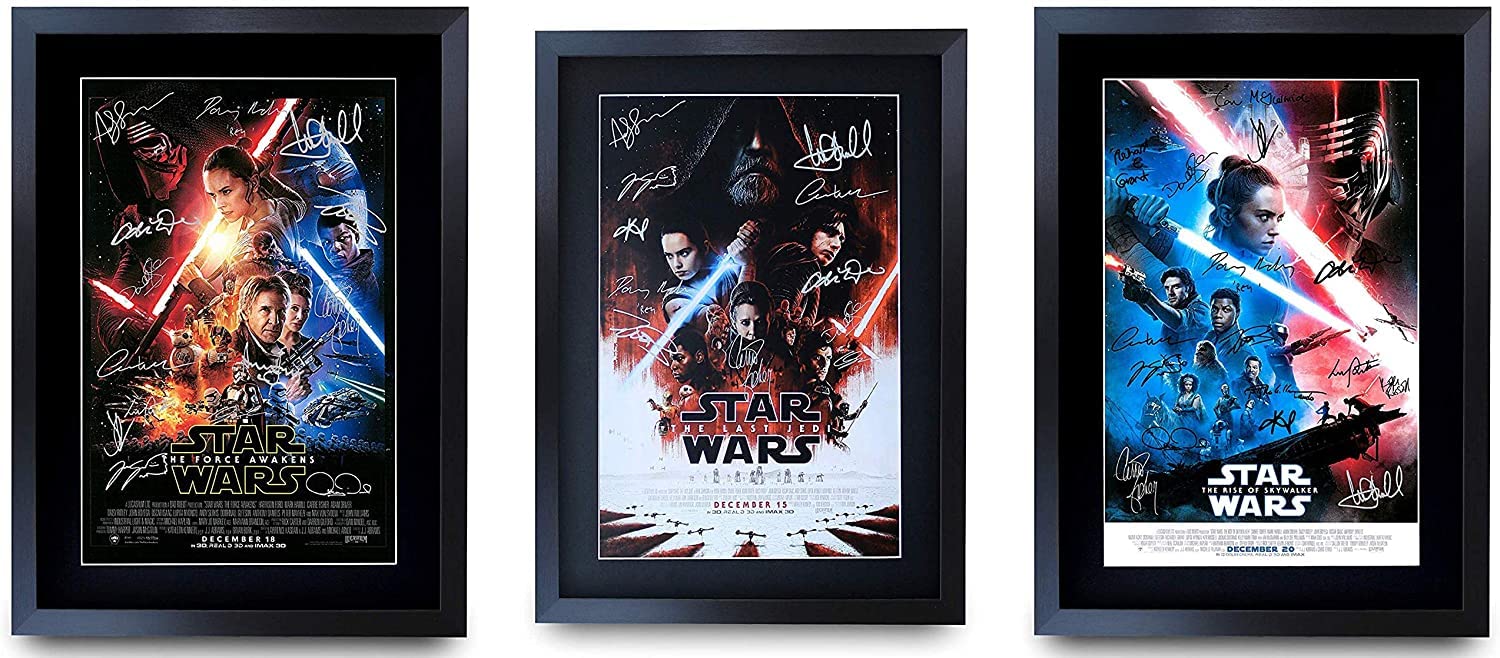 HWC Trading A3 FR Star Wars Sequel Trilogy Movie Poster Collection Cast Signed Gift Framed Printed Autograph Daisy Ridley John Boyega Gifts Print Photo Picture Display — image 1