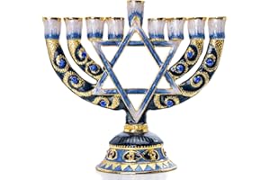 YU FENG Menorah 9 Branch Menorahs for Chanukah Blue Candlesticks for Hanukkah Menorah Jewish Candle Holder Shabbat