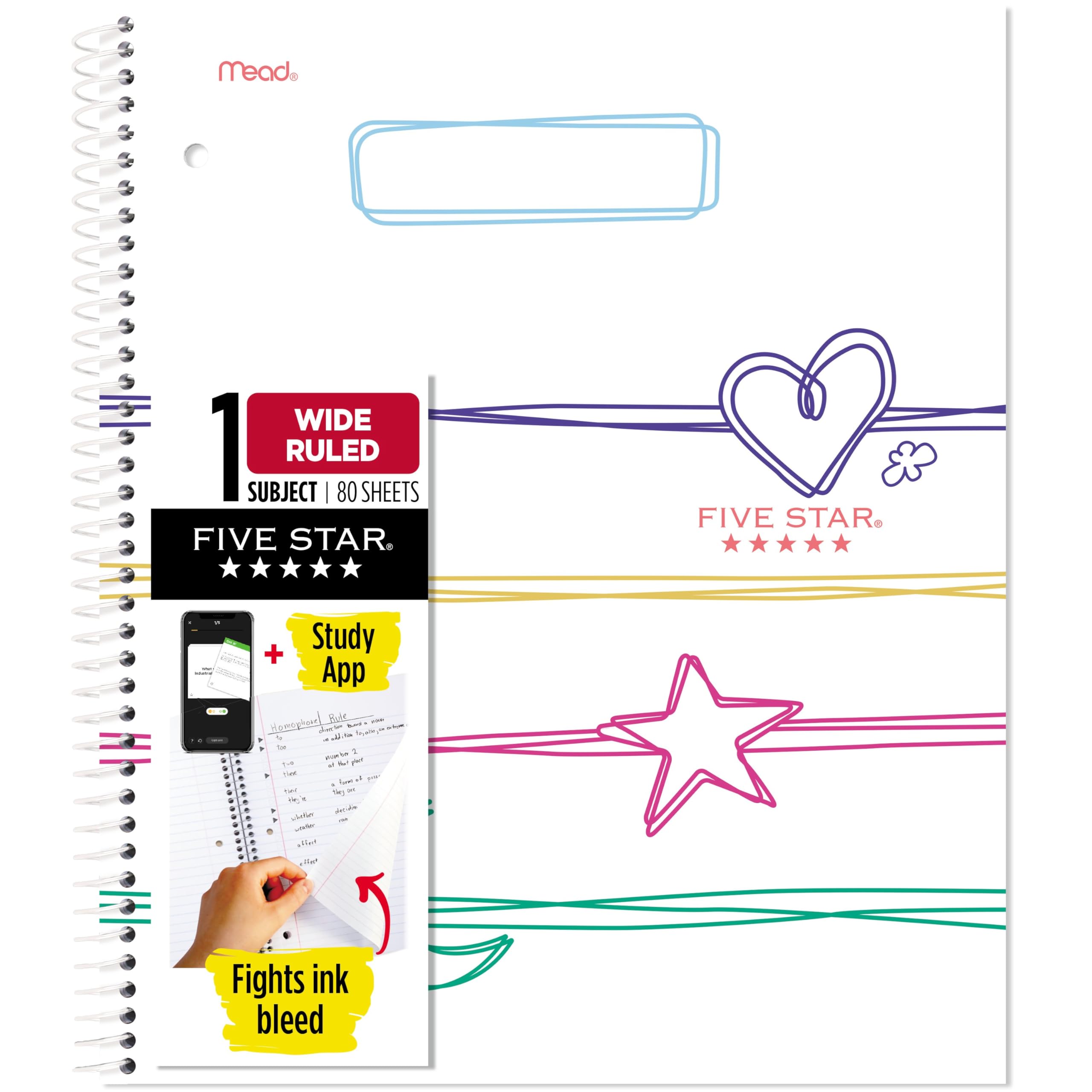 Five Star Spiral Notebook + Study App, 1