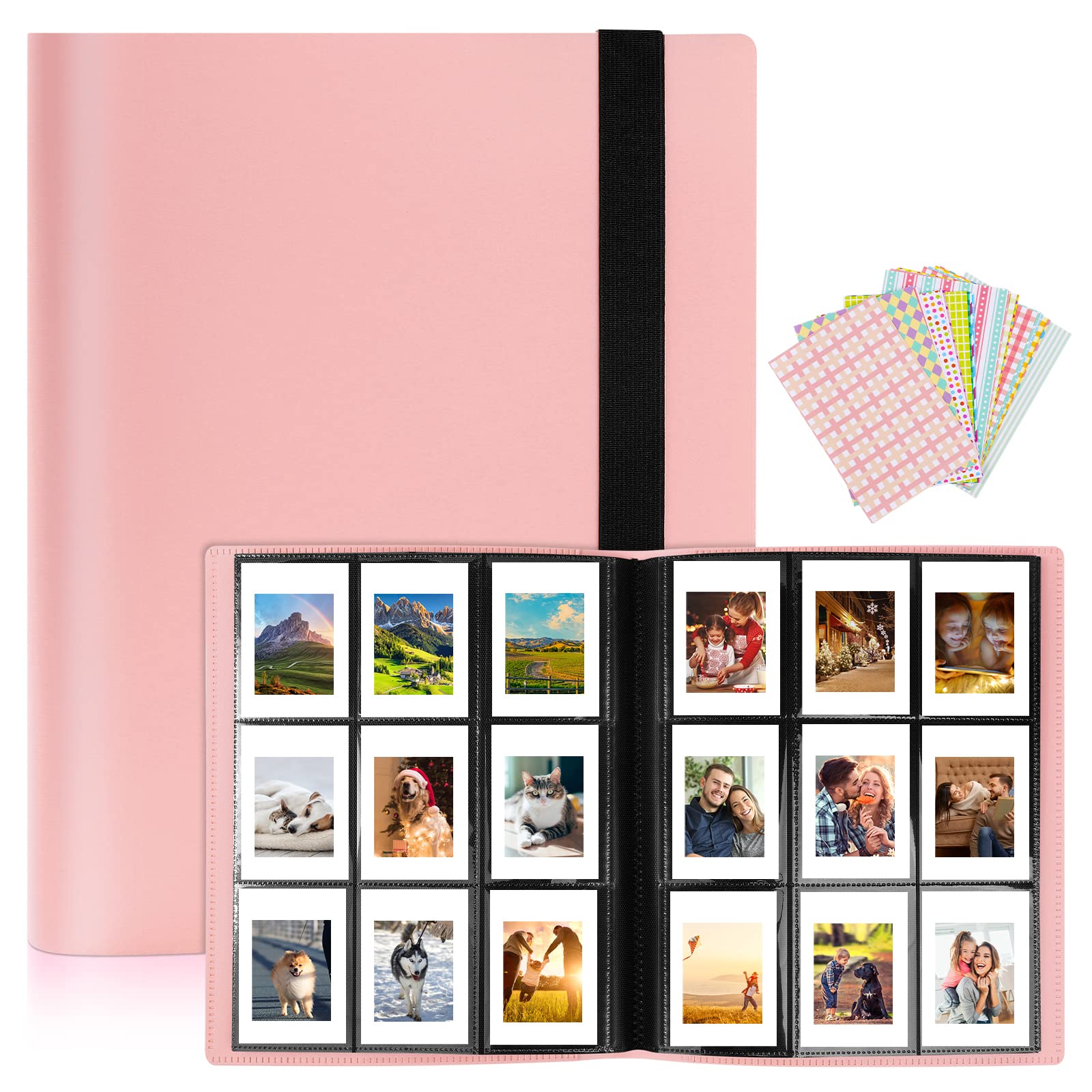 Flintronic Photo Albums, 468 Pocket Scrapbook Memory Book, 52 Pages Mini Film Album for Instax Mini, Zink & Sprocket Photo Paper - Pink