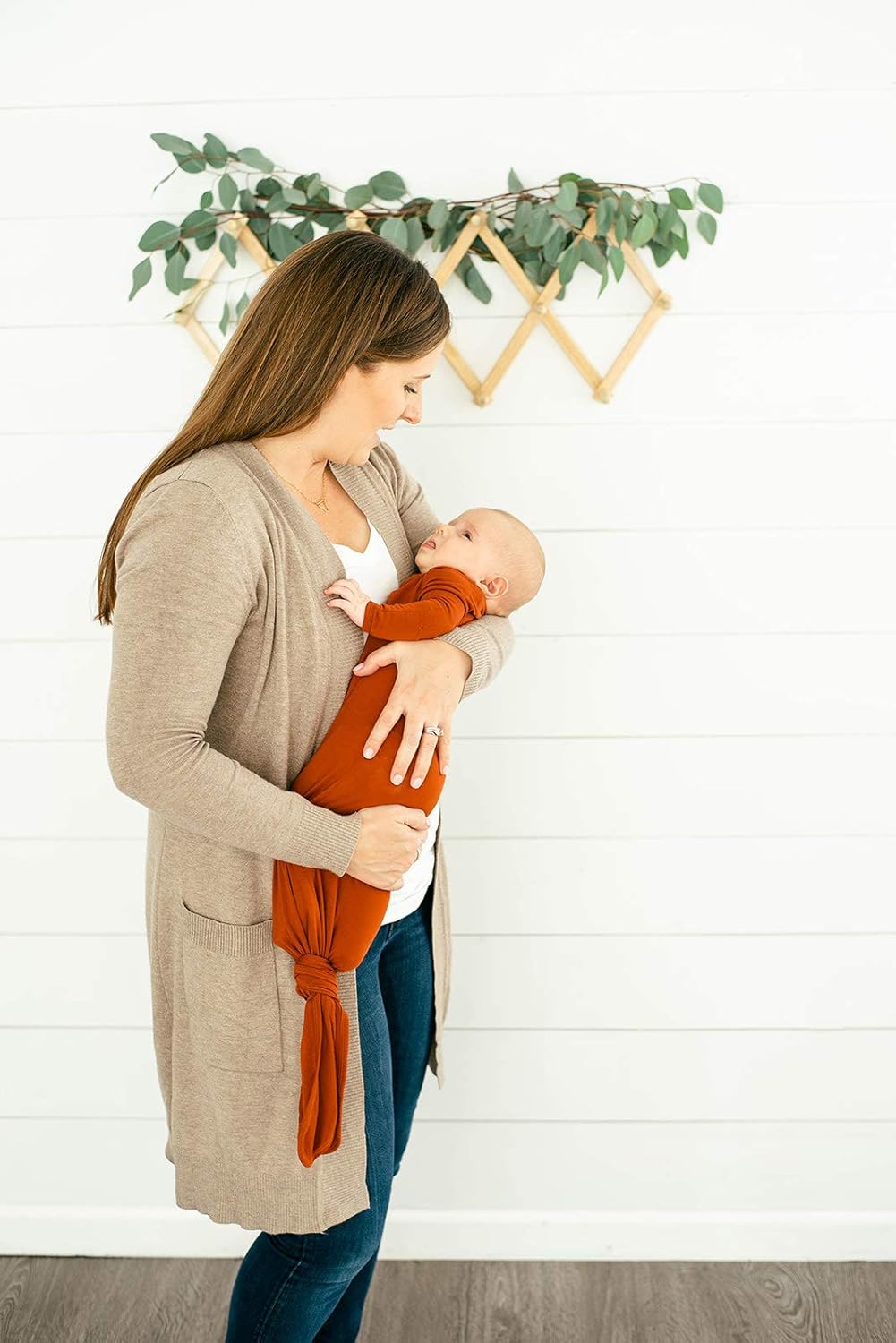 Wallaby Kids Extra Tall Knotted Baby Gown, Super Soft Bamboo Newborn Sleeper for Baby Girl and Boy (Clay): Clothing