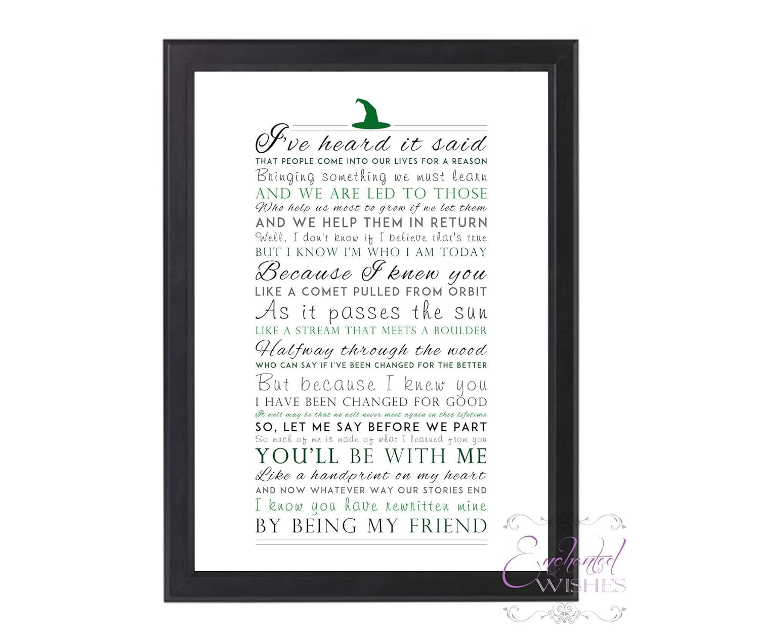 Wicked For Good Lyrics Print Unframed A4 Or 8x10 Amazon Co Uk Handmade wicked for good lyrics print unframed a4 or 8x10