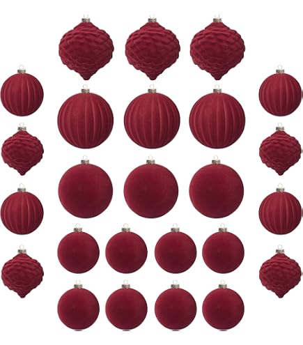 Lot De 12 Boules De Noël En Velours Bordeaux 6 Cm - Décorations à Suspendre Pour Sapin, Mur, Fenêtre, Cheminée - Couleurs Assorties Festives - 3