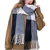 Wander Agio Women's Fashion Scarves Long Shawl Winter Thick Warm Knit Large Plaid Scarf