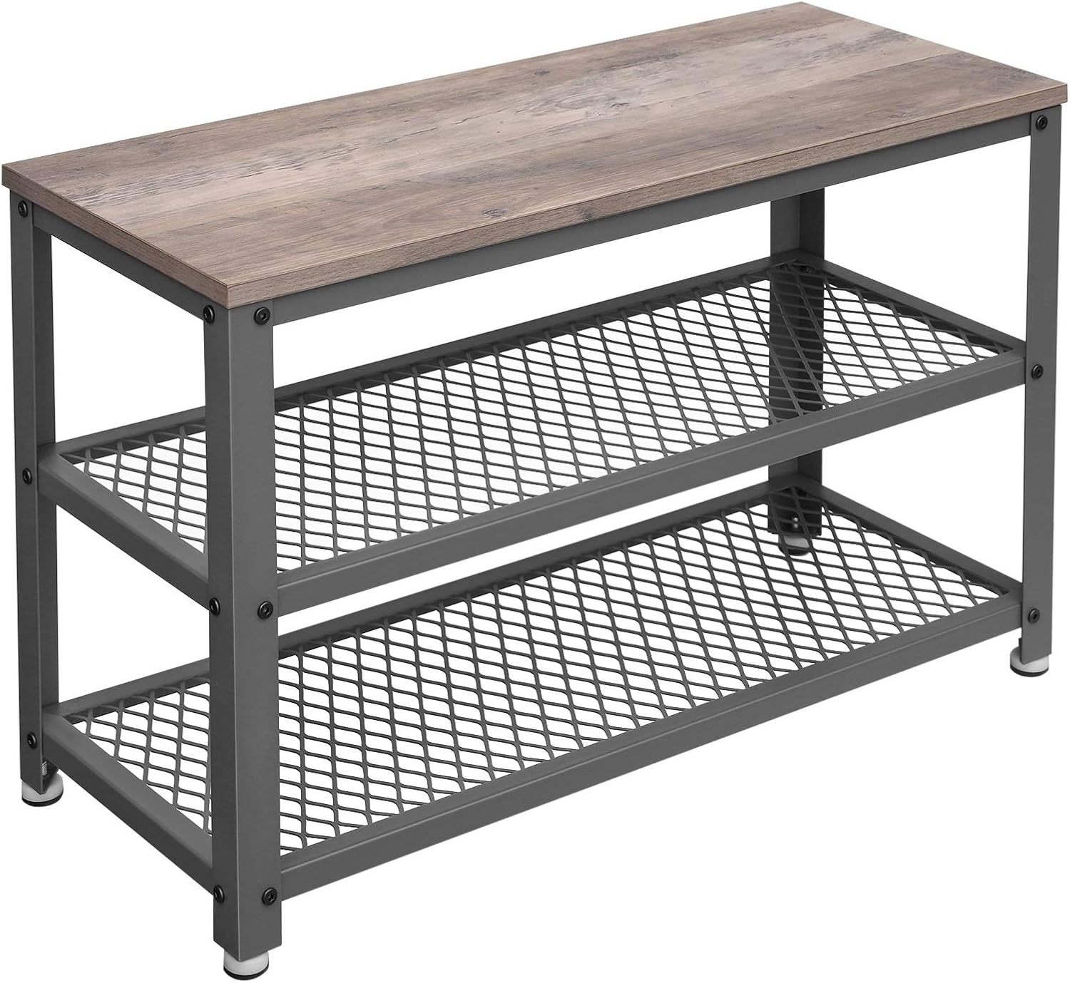 VASAGLE Shoe Bench, 3Tier Shoe Rack, Storage Organiser with Seat and