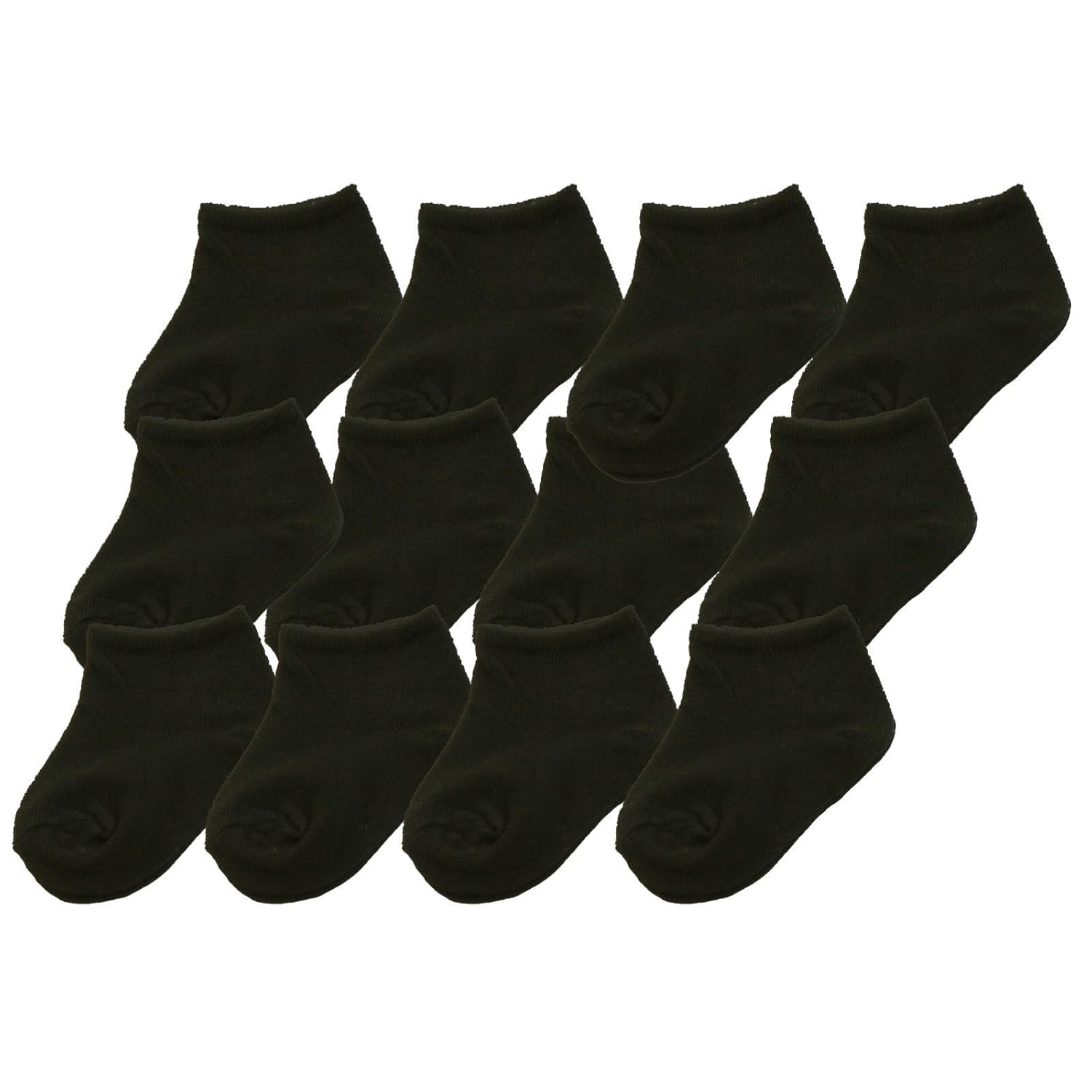 12 Pairs Solid Color Black Crew Casual Sport Socks Set Baby