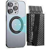 VULKIT Magnetic Pop-Up Wallet for Max. 8 Cards, Compatible with iPhone 12 Serie or higher, Includes Magnetic Ring, Packed in Gift Box, Carbon Fiber Black